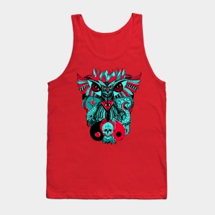 Turqred Wise Owl And Ageless Skull Tank Top